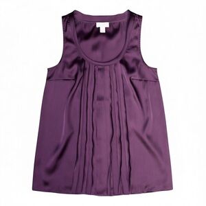Ann‎ Taylor LOFT Purple Pintuck Blouse Small Quet Luxury, Preppy Chic Timeless